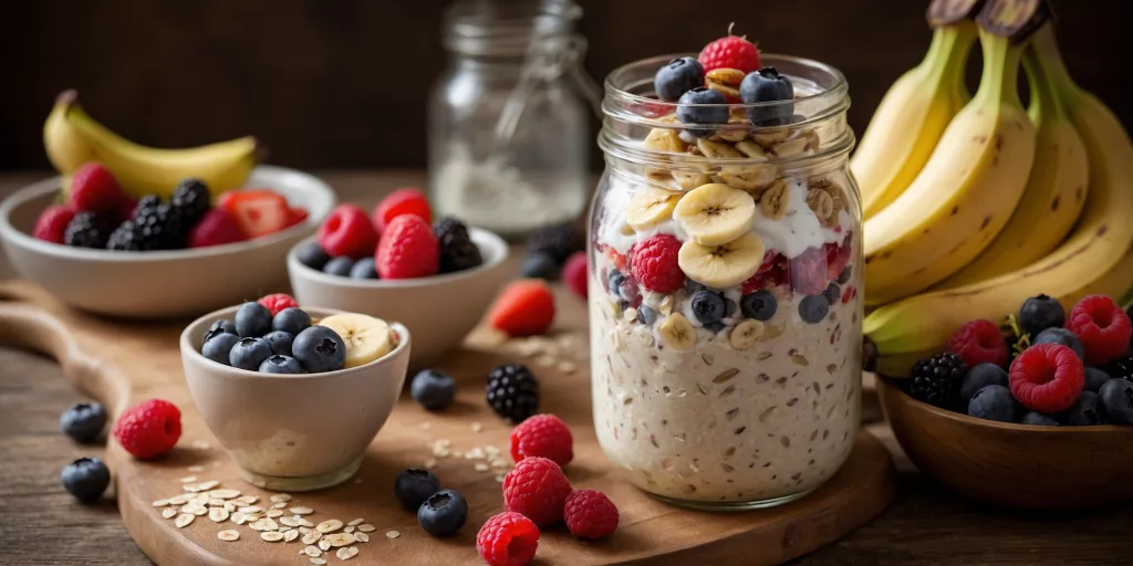 High Protein Overnight Oats mit Quark und Erdnussbutter