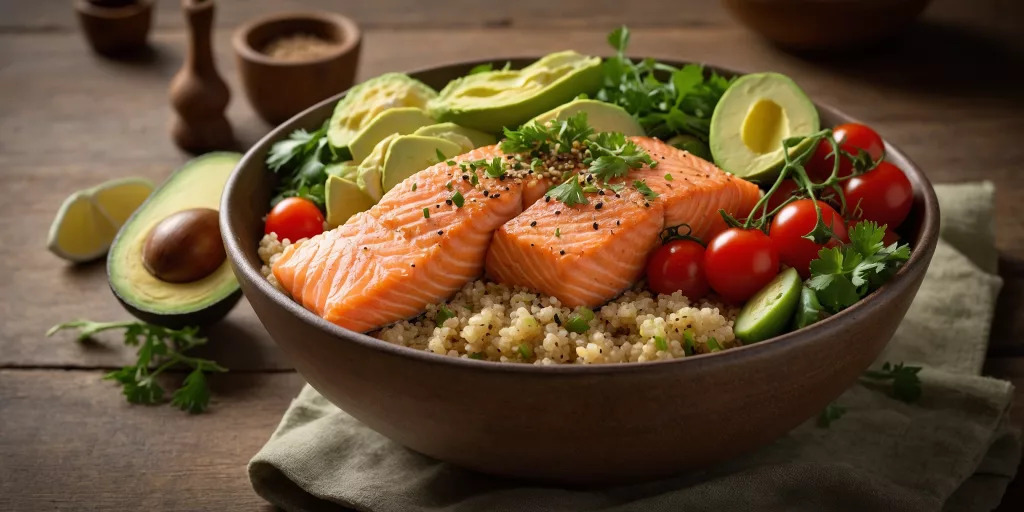 High Protein Quinoa-Bowl mit Lachs