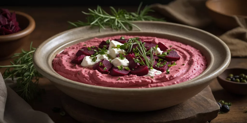 High Protein Rote-Bete-Hummus mit Skyr