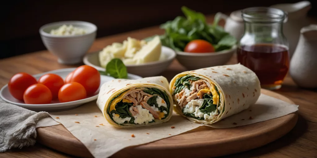 High Protein Spinat-Omelett-Wrap mit Putenstreifen