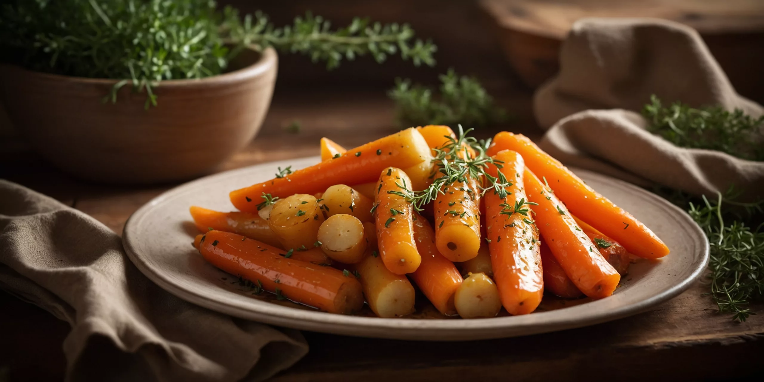 Honig glasierte Karotten und Pastinaken