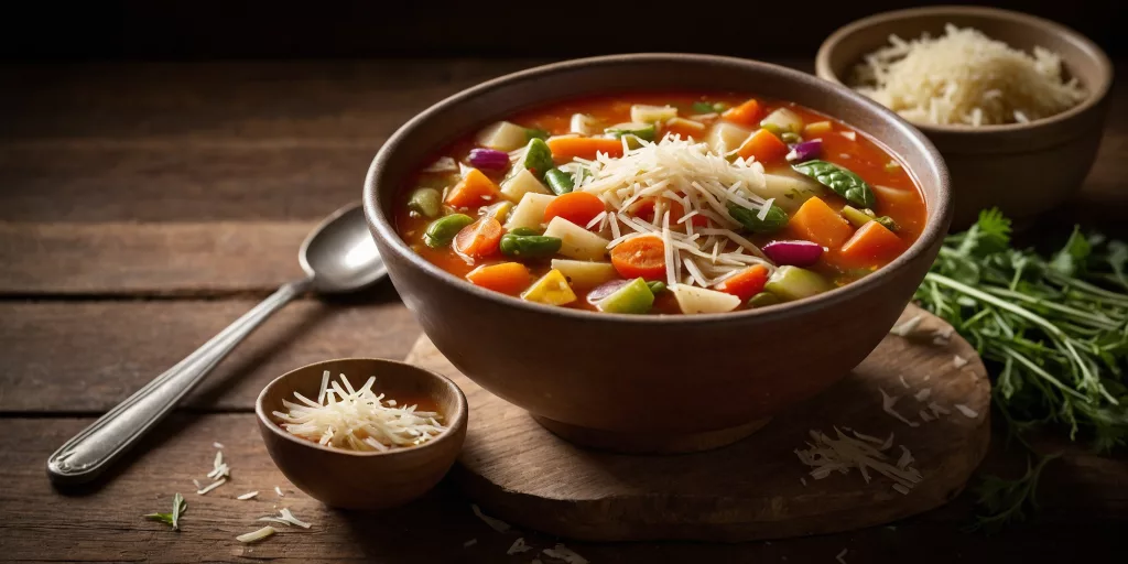 Italienische Minestrone mit Parmesan