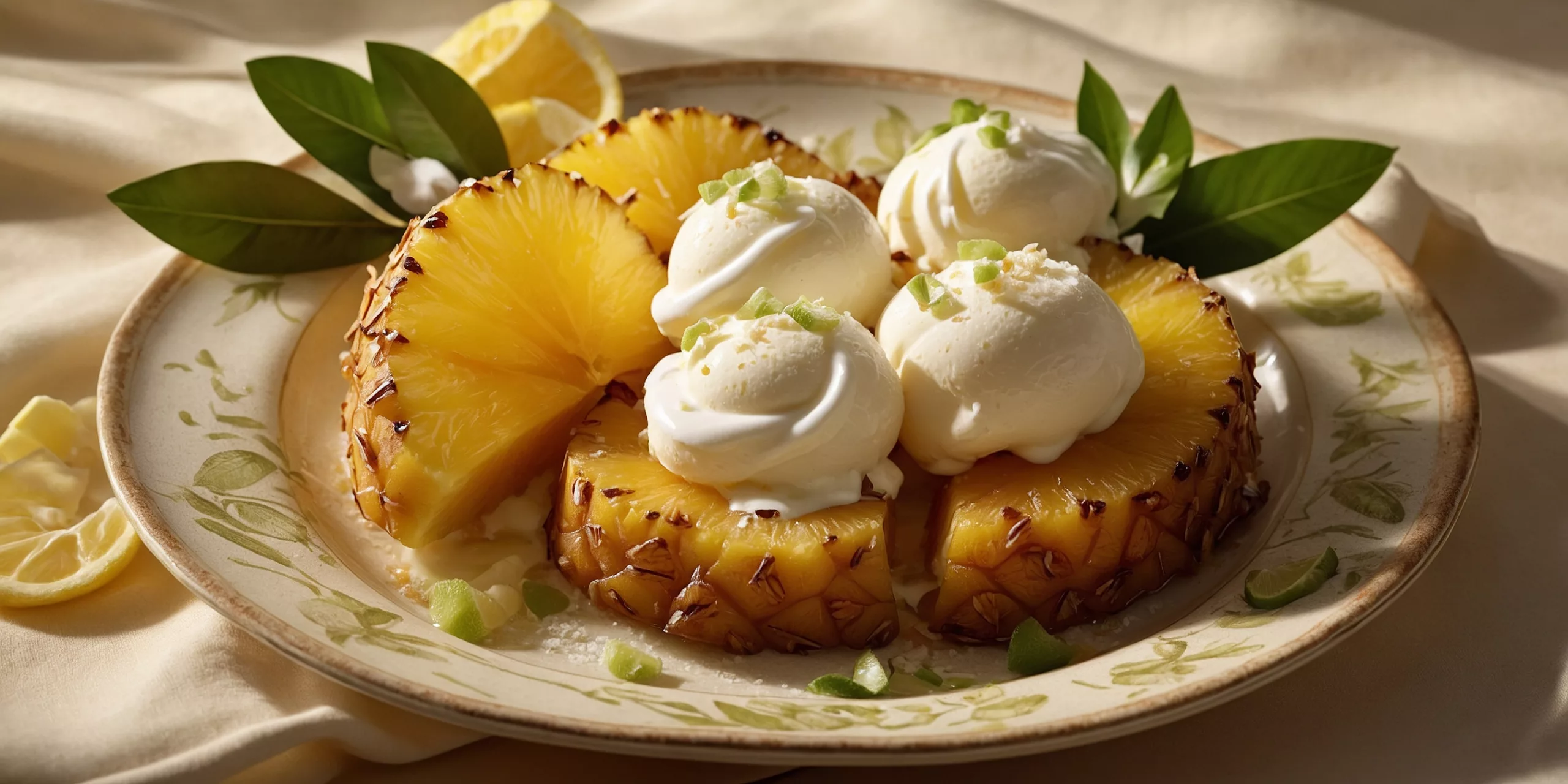 Karamellisierte Ananas mit Kokoseis