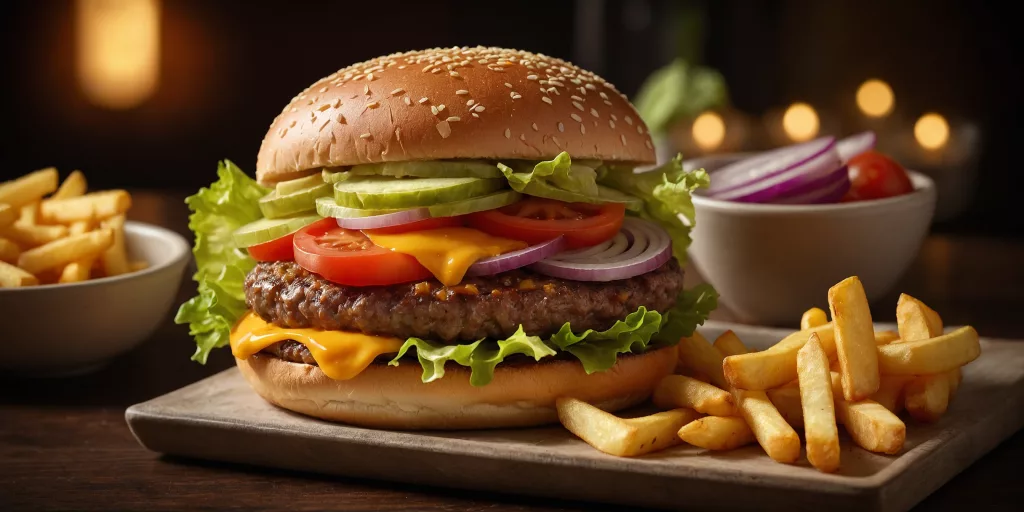 Klassischer Burger mit Pommes