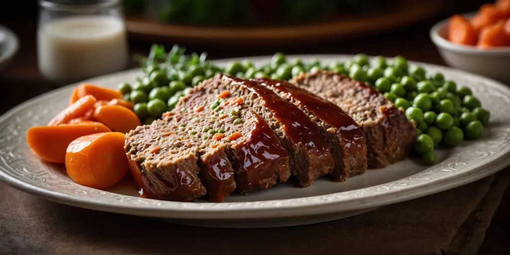 Klassischer Hackbraten mit Erbsen und Möhren