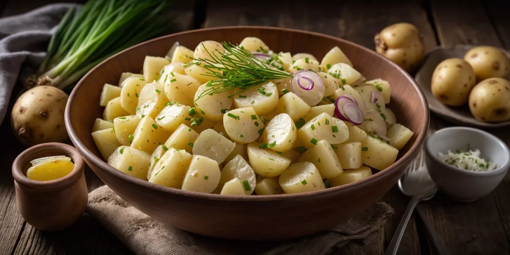 Klassischer Kartoffelsalat mit Essig und Öl