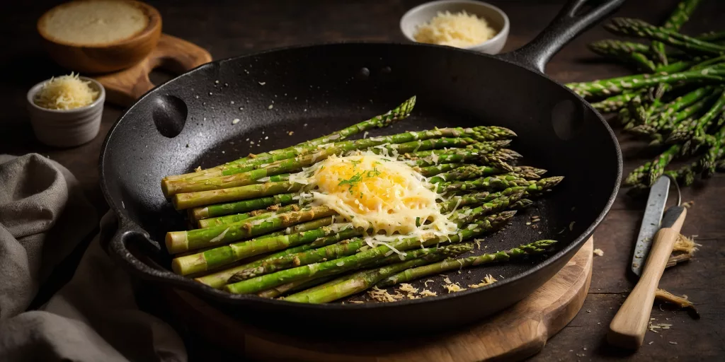 Knusprig gebratener Spargel mit Parmesan