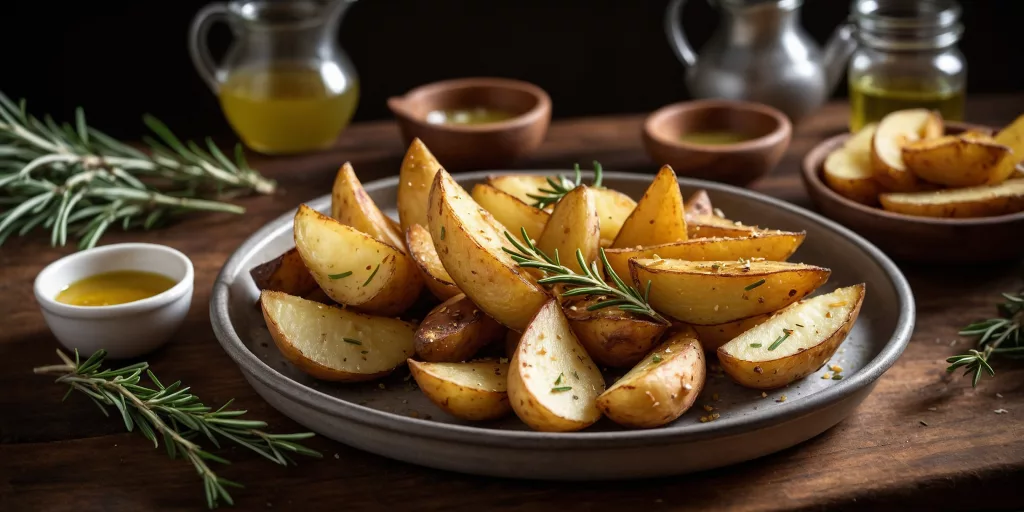 Knusprige Kartoffel-Wedges mit Knoblauchöl