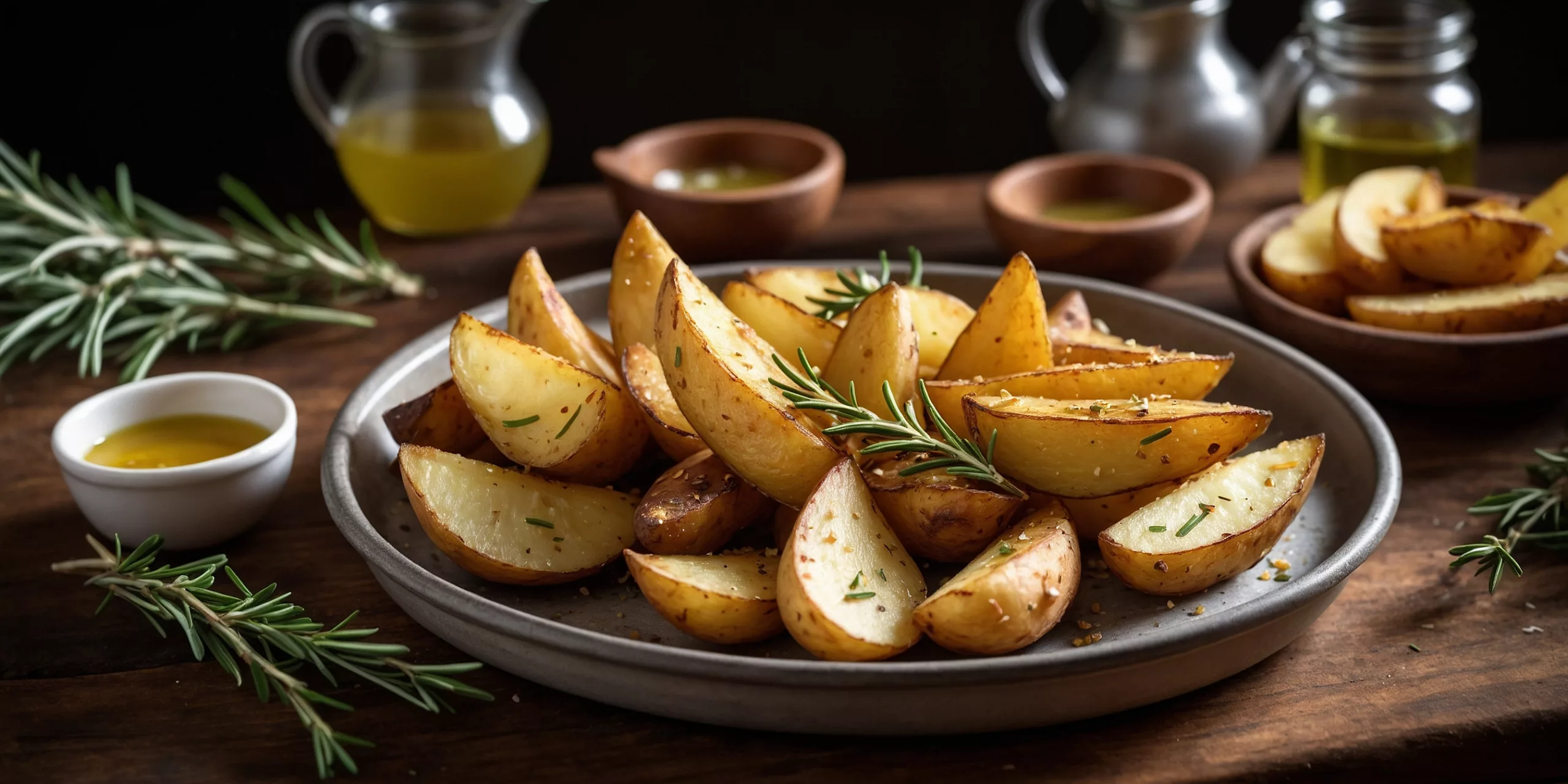 Knusprige Kartoffel-Wedges mit Knoblauchöl