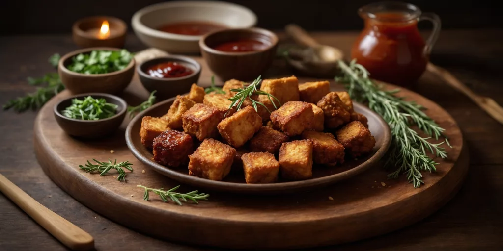 Knusprige Vegane Tofu-Nuggets mit BBQ-Dip