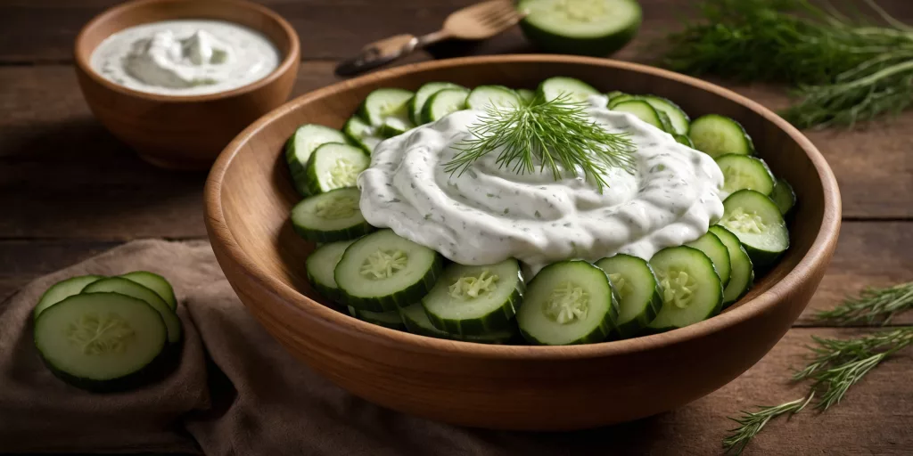 Leichter Low-Carb Gurkensalat mit Dill-Joghurt