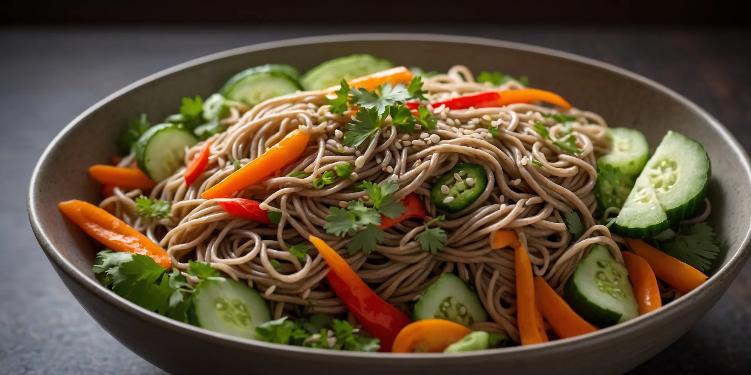 Leichter Soba Nudelsalat mit saisonalem Gemüse – YummAi