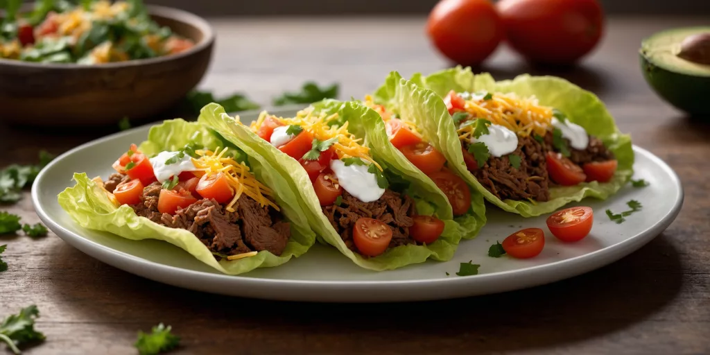 Low Carb Beef Tacos in Salat-Wraps