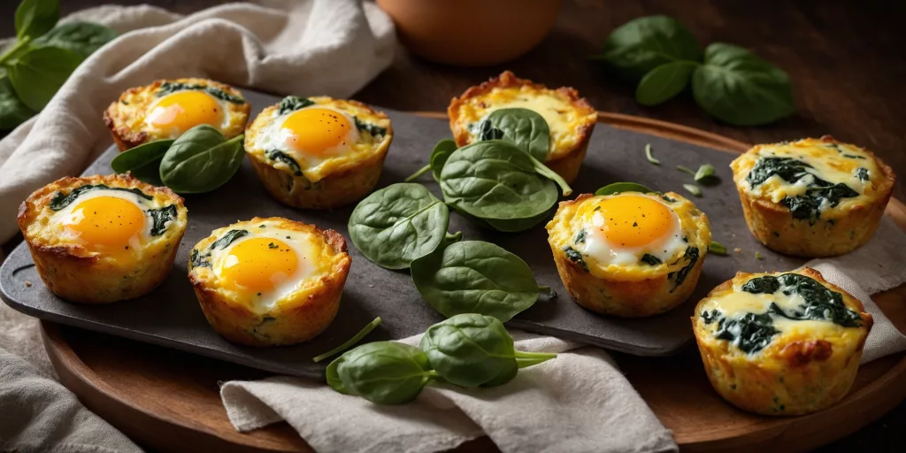 Low Carb Eiermuffins mit Käse und Spinat