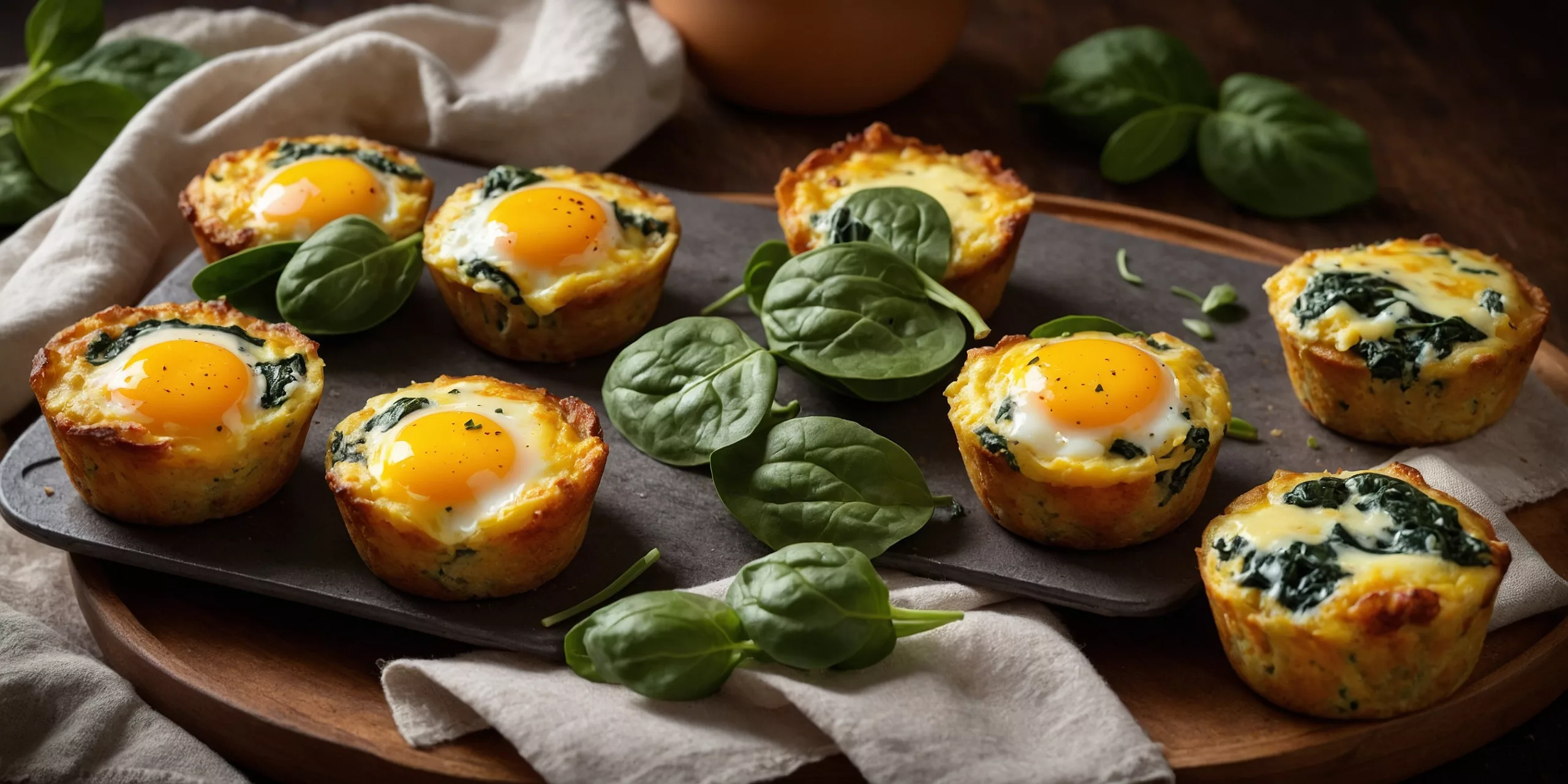 Low Carb Eiermuffins mit Käse und Spinat