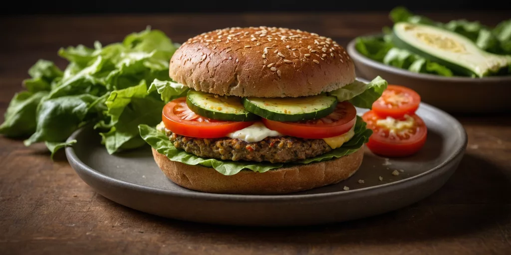 Low Carb Zucchini-Burger mit Eiweißbrötchen