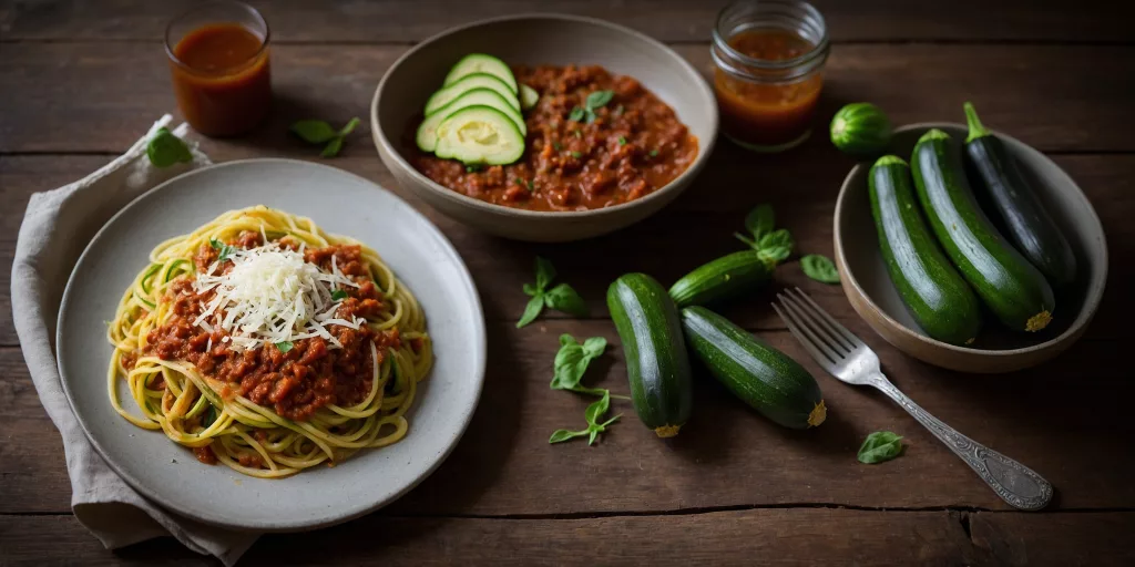 Low Carb Zucchini-Spaghetti mit Bolognese
