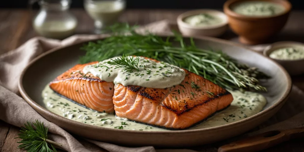 Marinierte Lachssteaks mit Dillsauce – YummAi