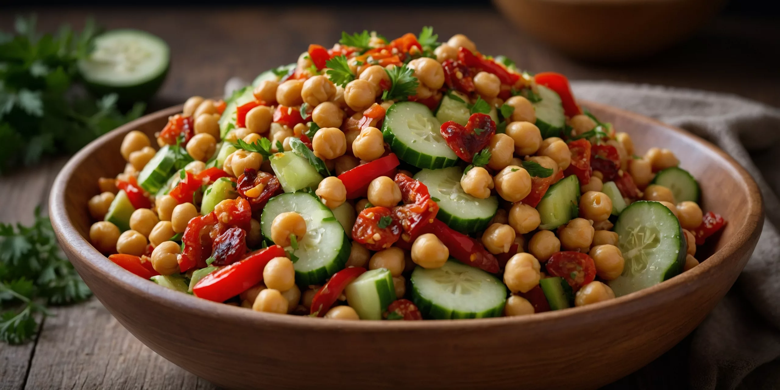 Mediterraner Kichererbsen-Salat mit getrockneten Tomaten