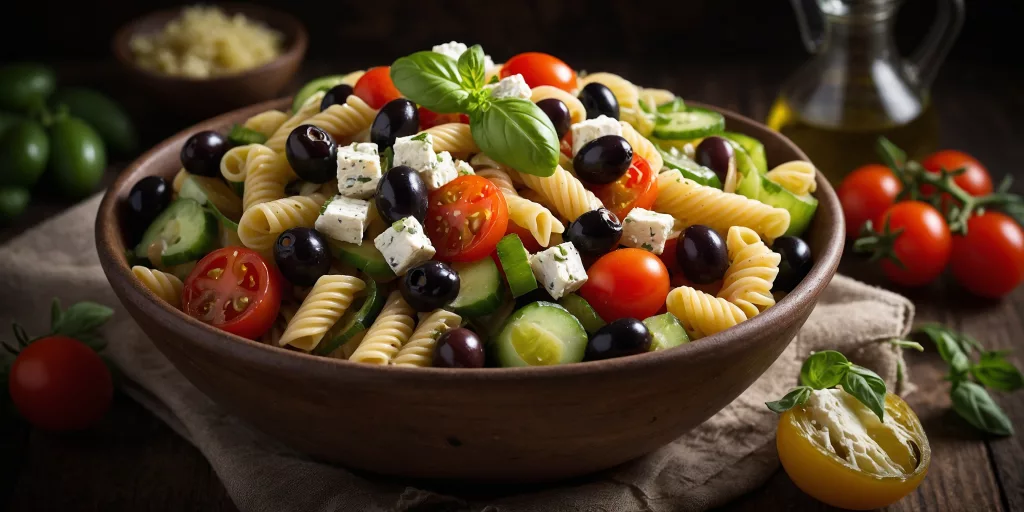 Mediterraner Nudelsalat mit Oliven