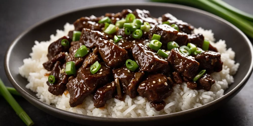 Mongolisches Rindfleisch mit Frühlingszwiebeln