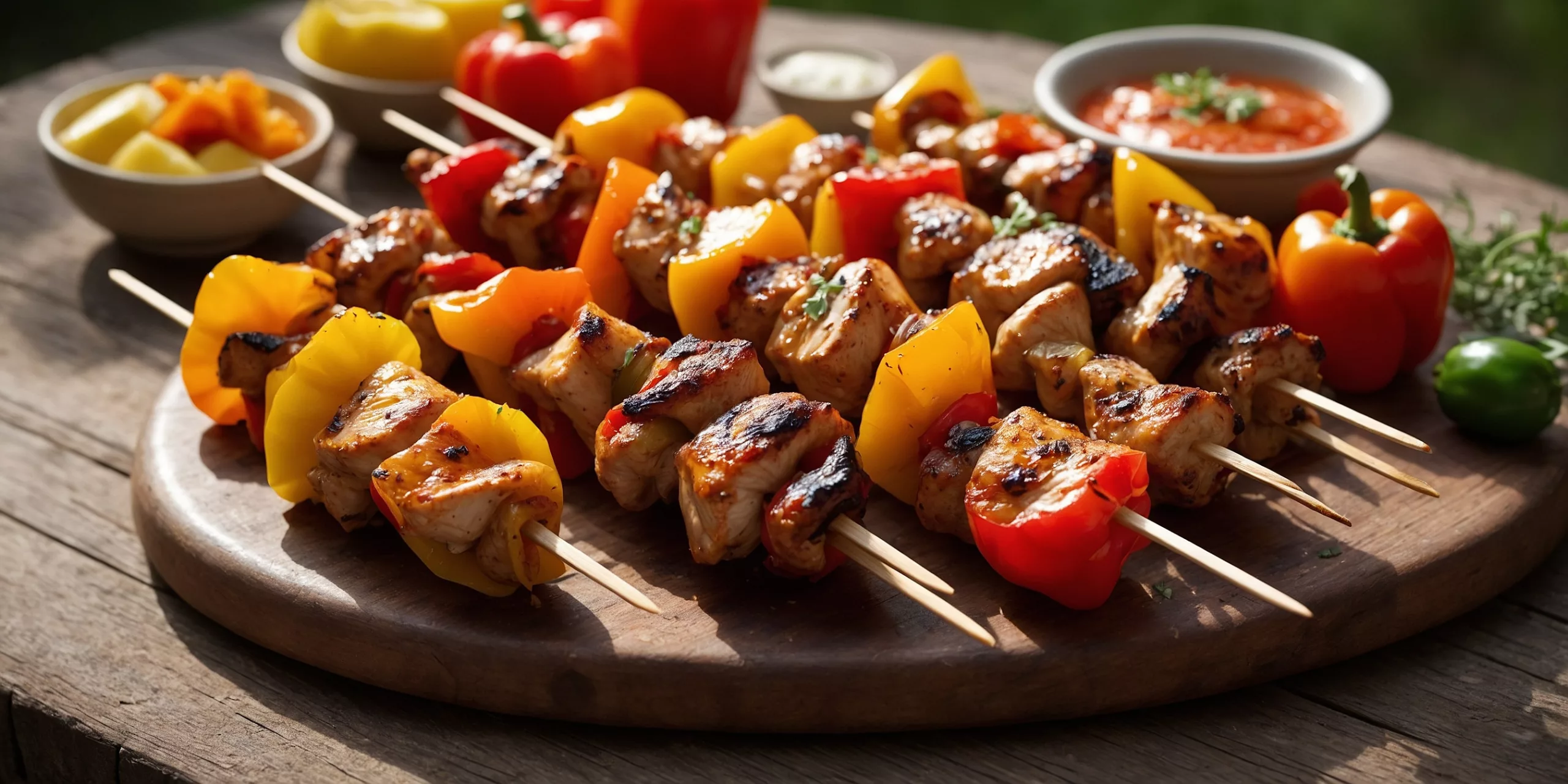 Saftige Hähnchenspieße mit Paprika