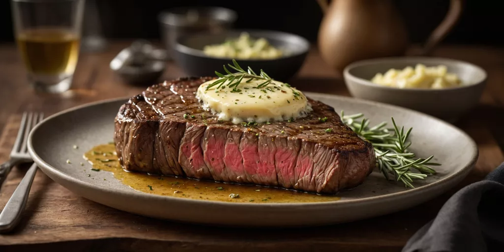 Saftiges Entrecôte mit Kräuterbutter
