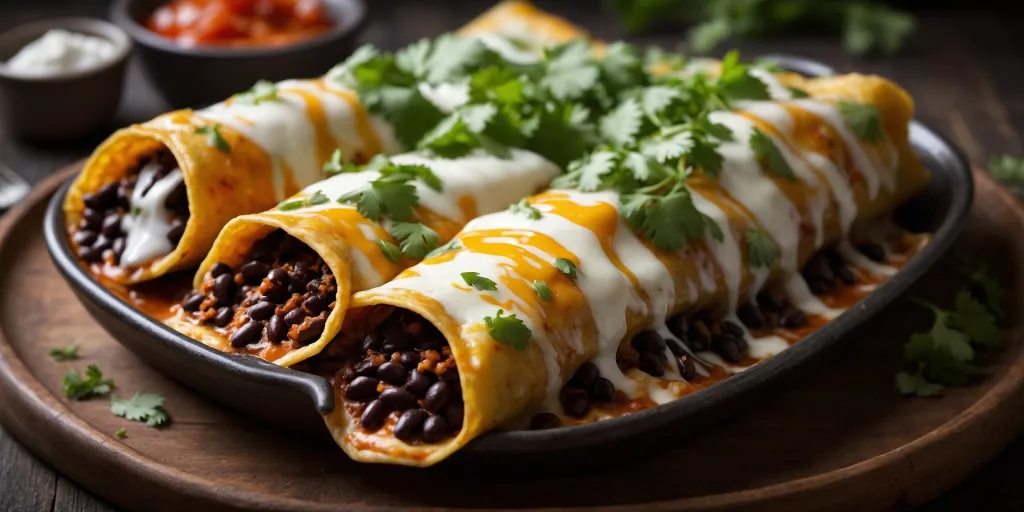 Schwarze Bohnen Enchiladas