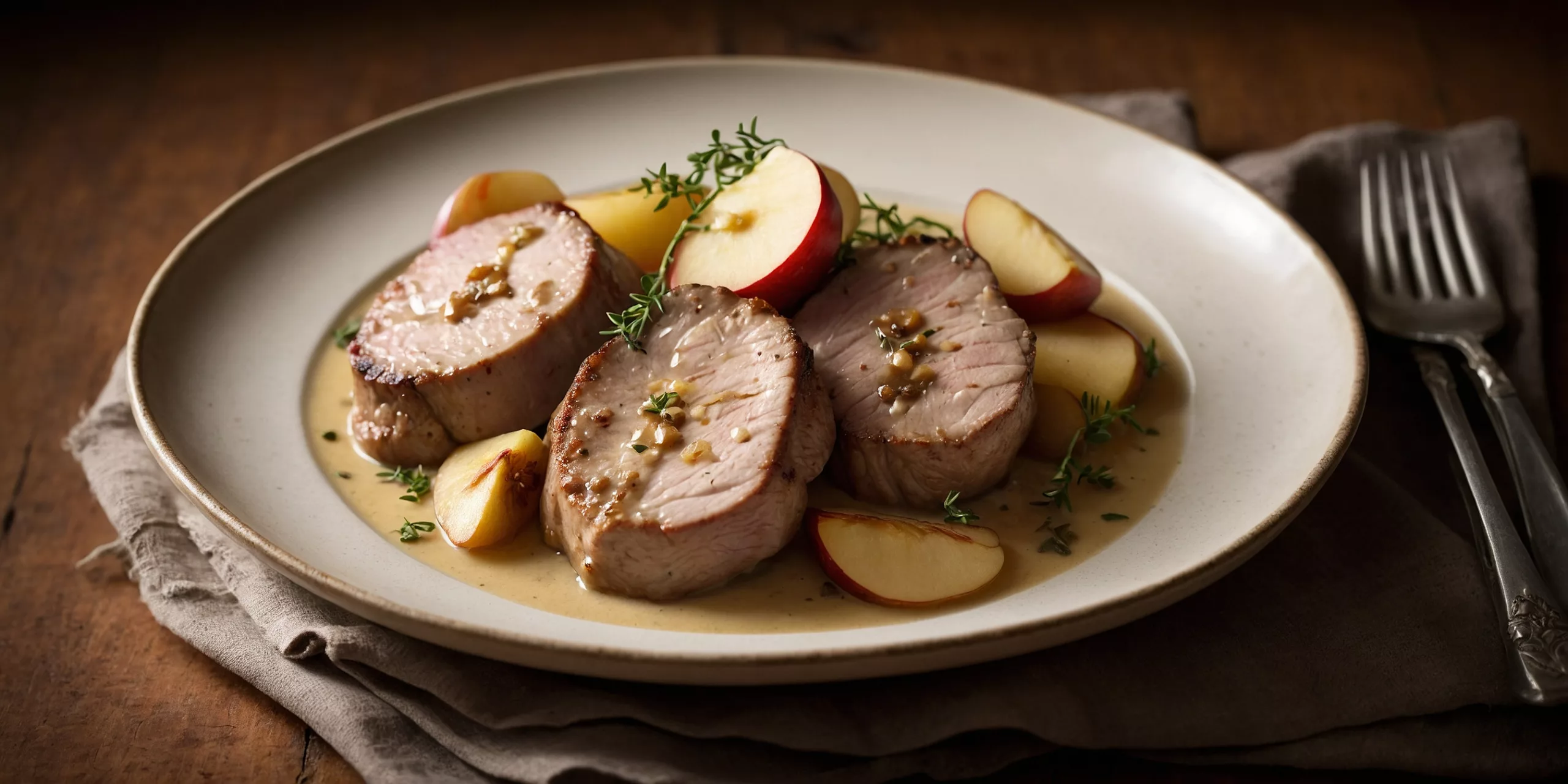 Schweinefilet mit Äpfeln und Calvados
