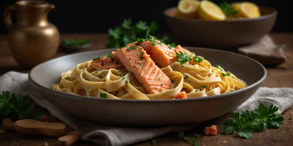 Tagliatelle mit Lachs-Sahnesoße