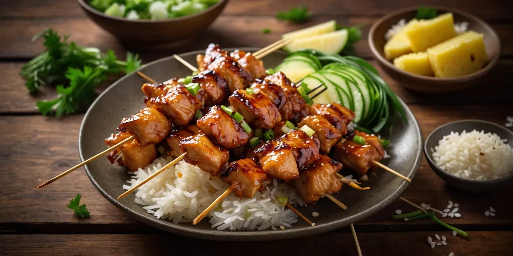 Teriyaki-Hähnchenspieße mit Ananas