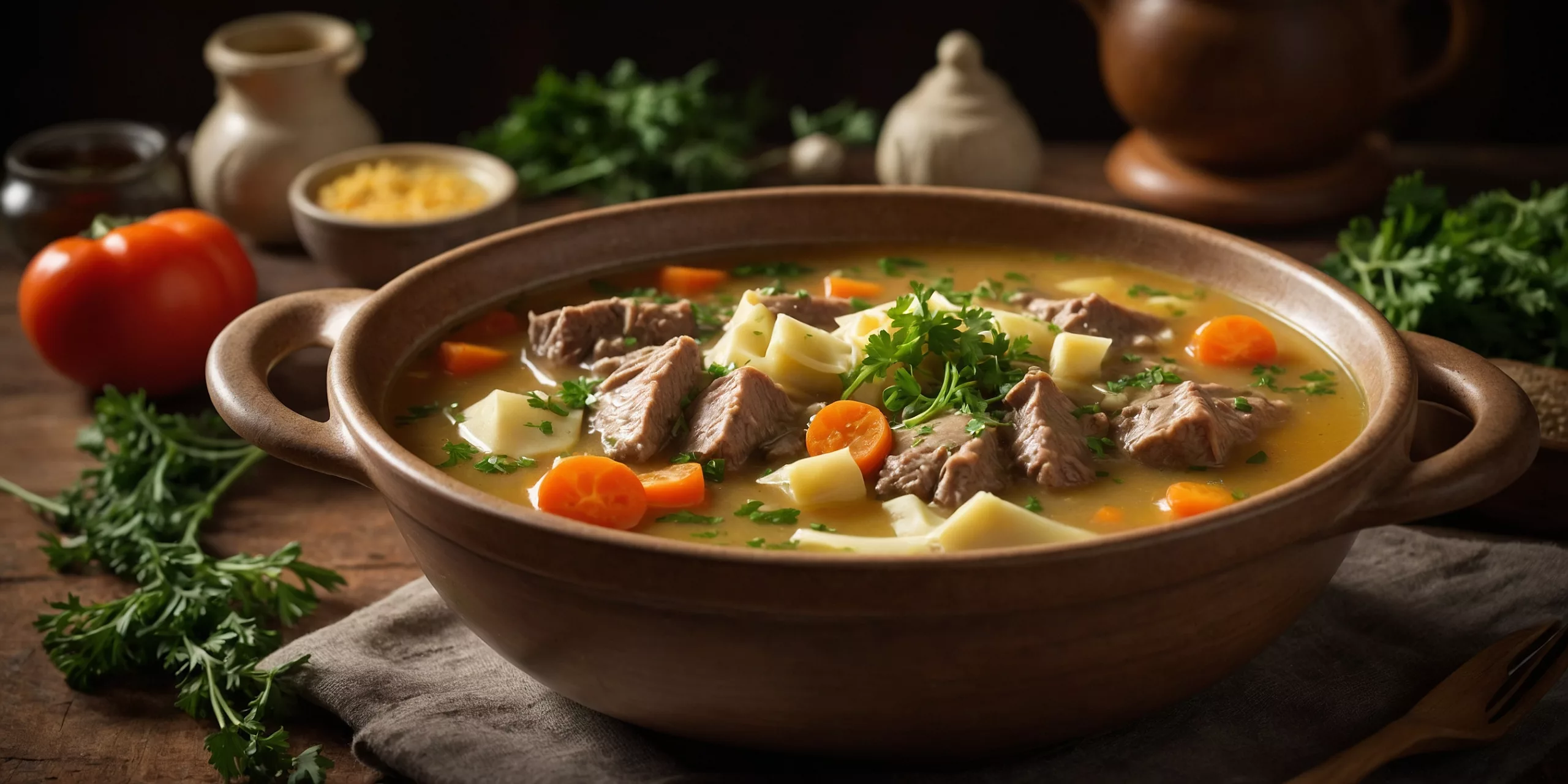 Traditionelle Maultaschen in Brühe