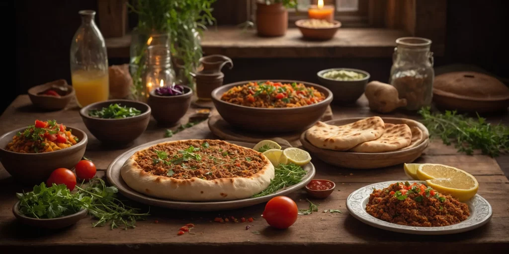Türkische Lahmacun mit Hackfleisch