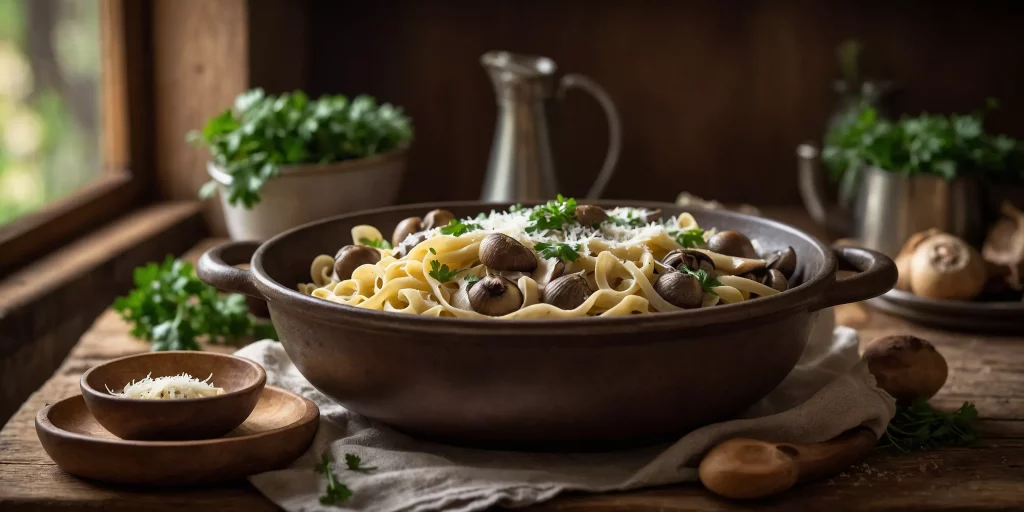 Trüffel-Pasta mit cremigen Pilzen