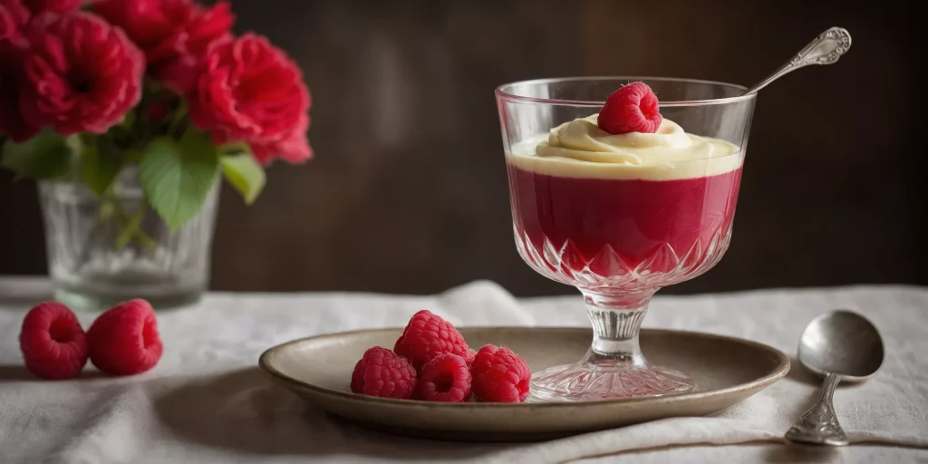 Vanillepudding mit Himbeerspiegel