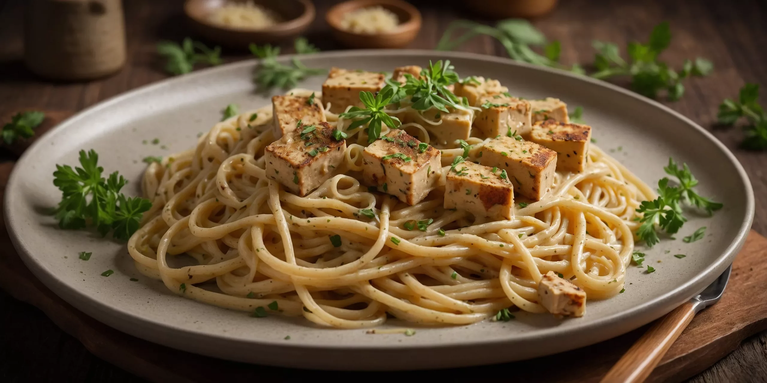 Vegane Carbonara mit Räuchertofu