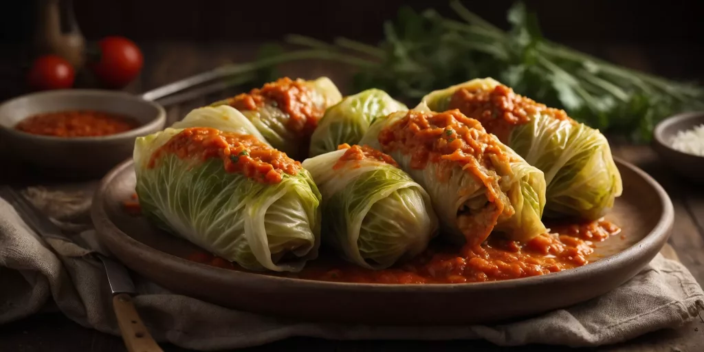Vegane gefüllte Kohlrouladen