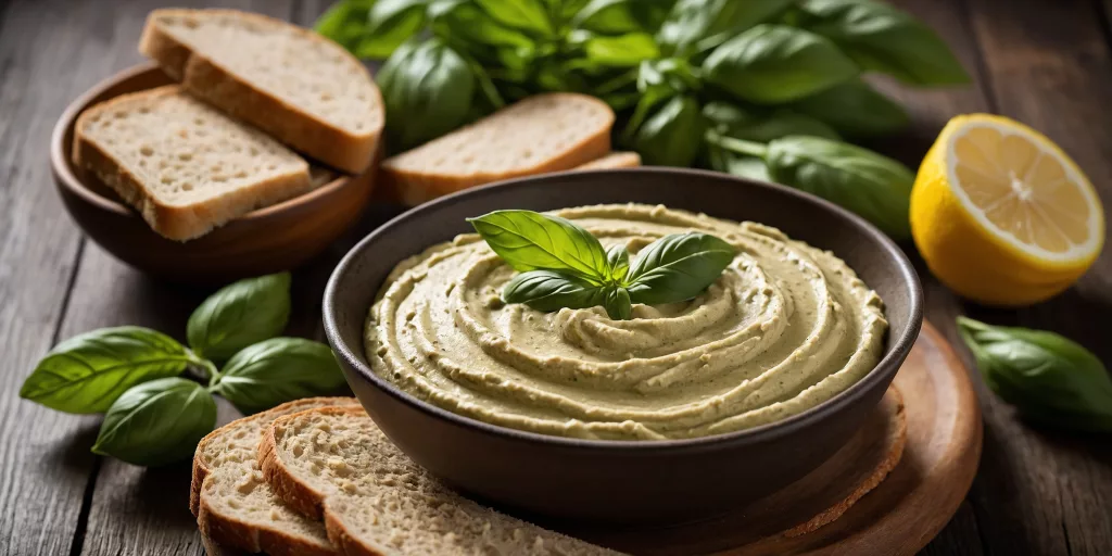 Veganer Basilikum-Hummus