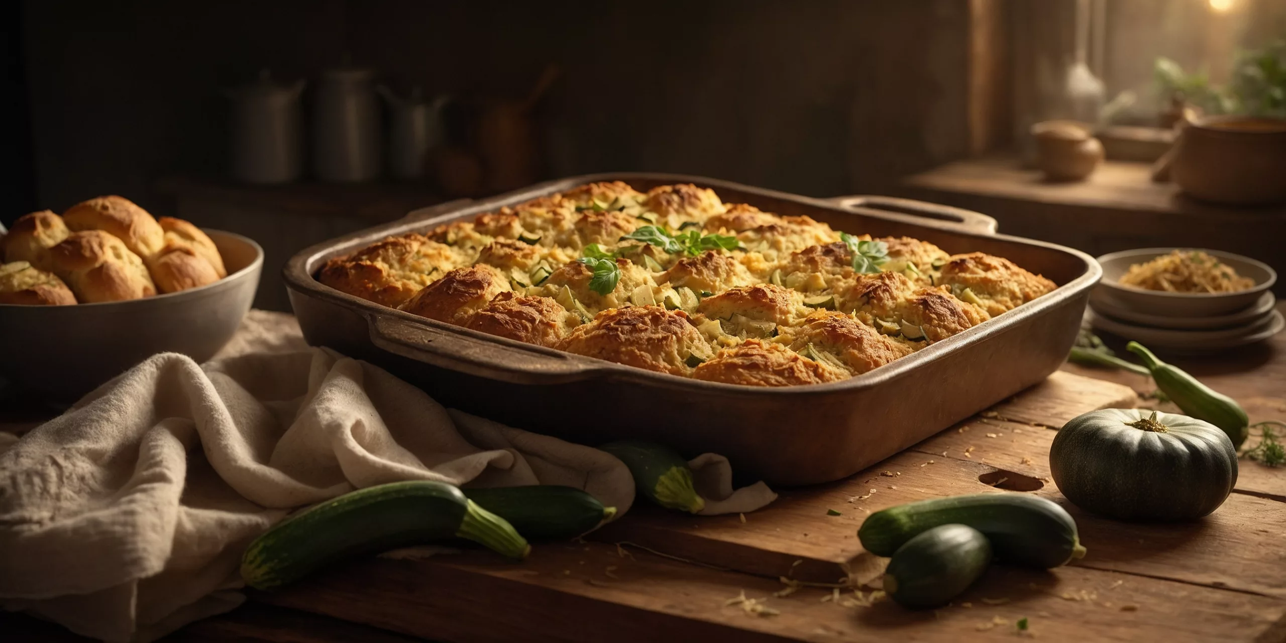 Veganer Brotauflauf mit Zucchini