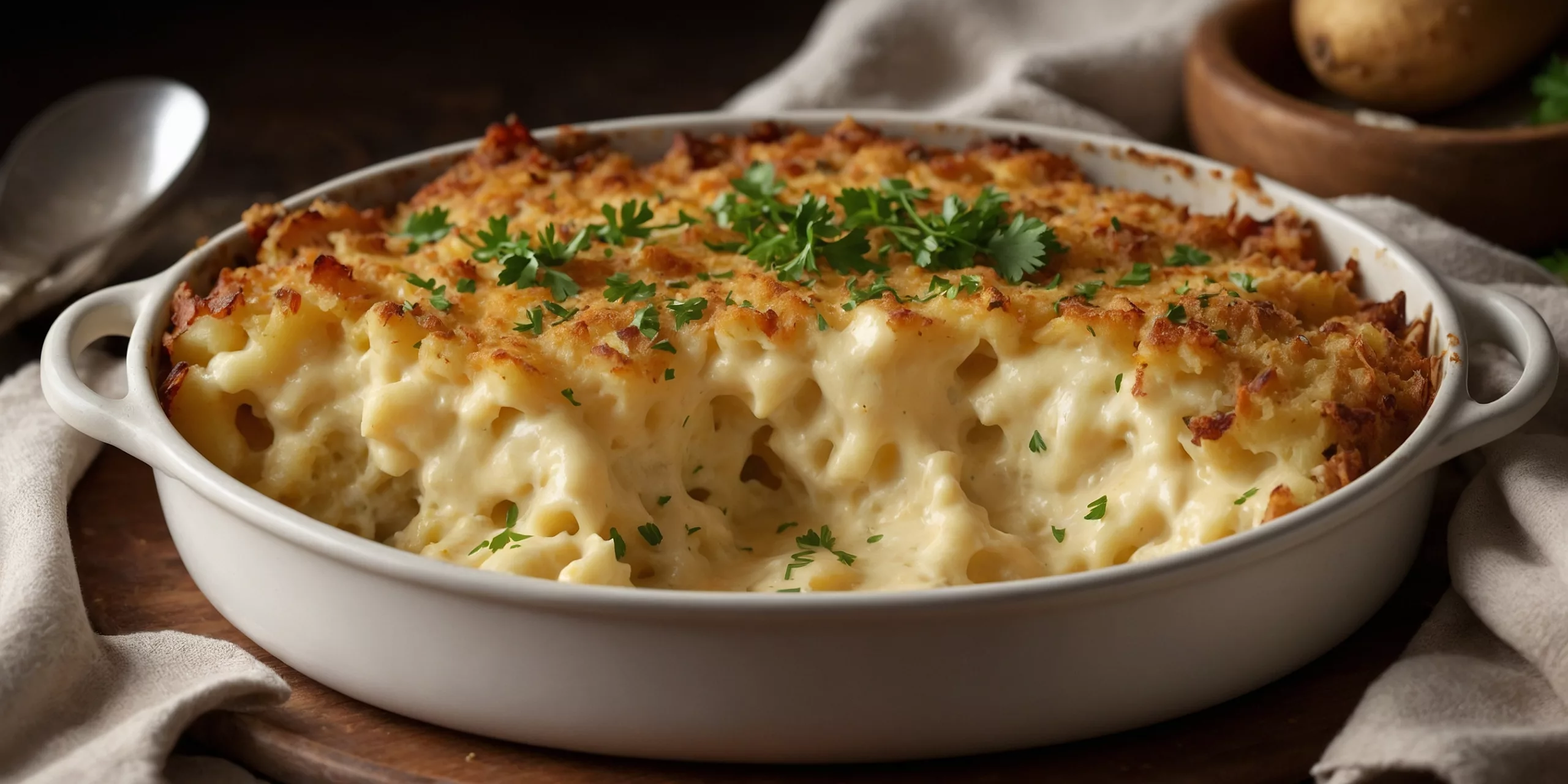 Veganer Kartoffelauflauf mit Hefeschmelze