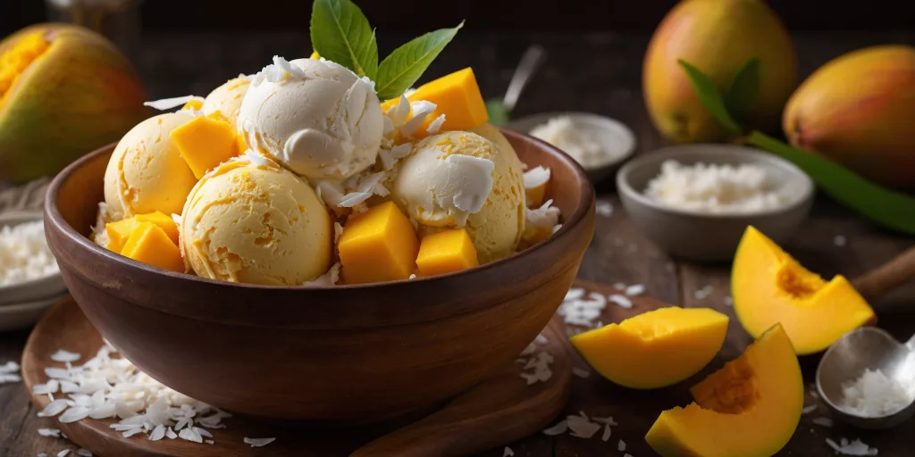 Veganes Mango-Kokos-Eis