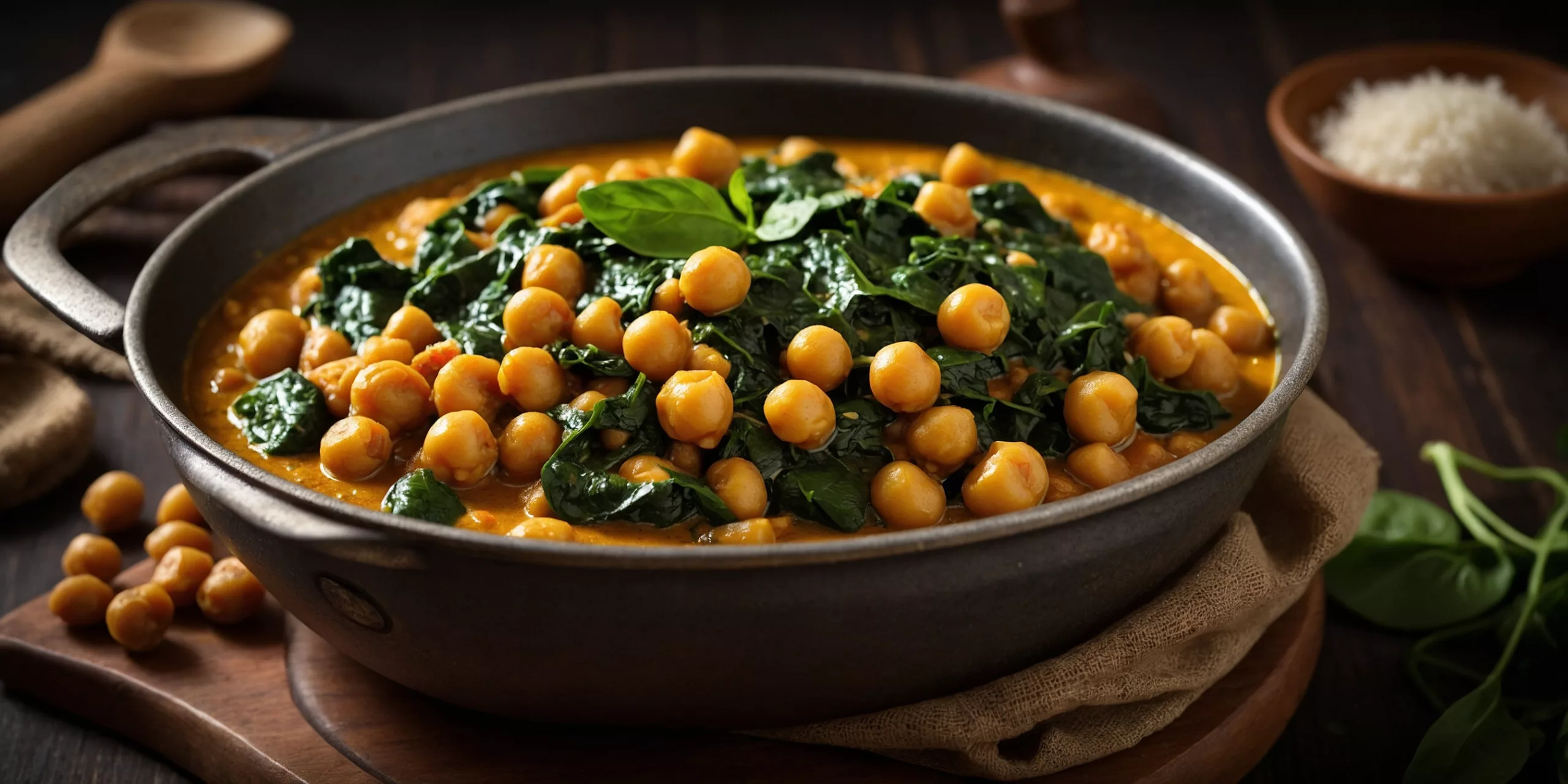 Würzige Kichererbsen-Spinat-Pfanne mit Curry