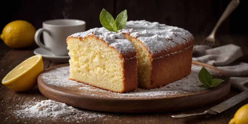 Zitronenkuchen mit Puderzucker