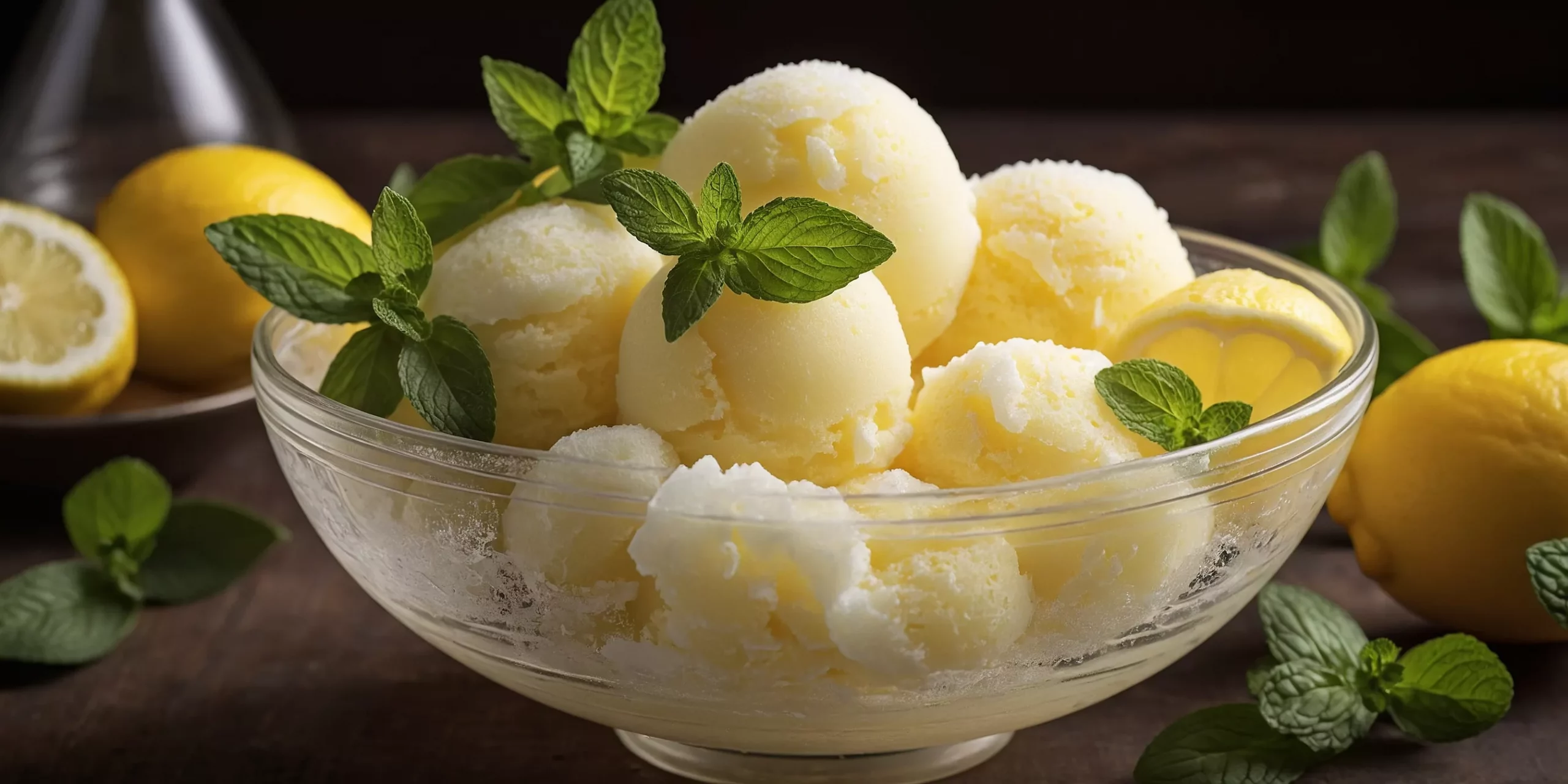 Zitronensorbet mit Minze