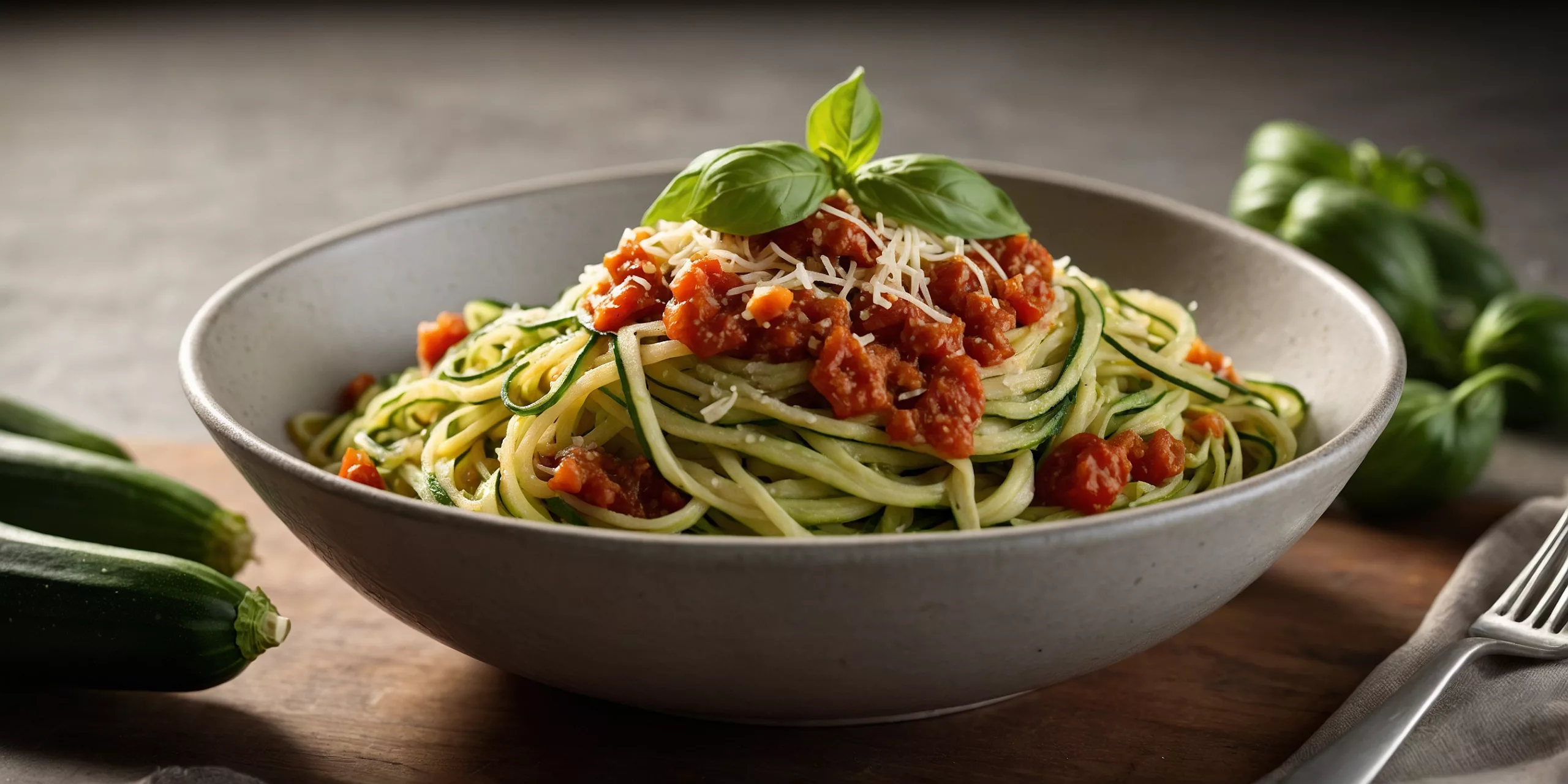 Zucchini-Nudeln mit Tomatensauce