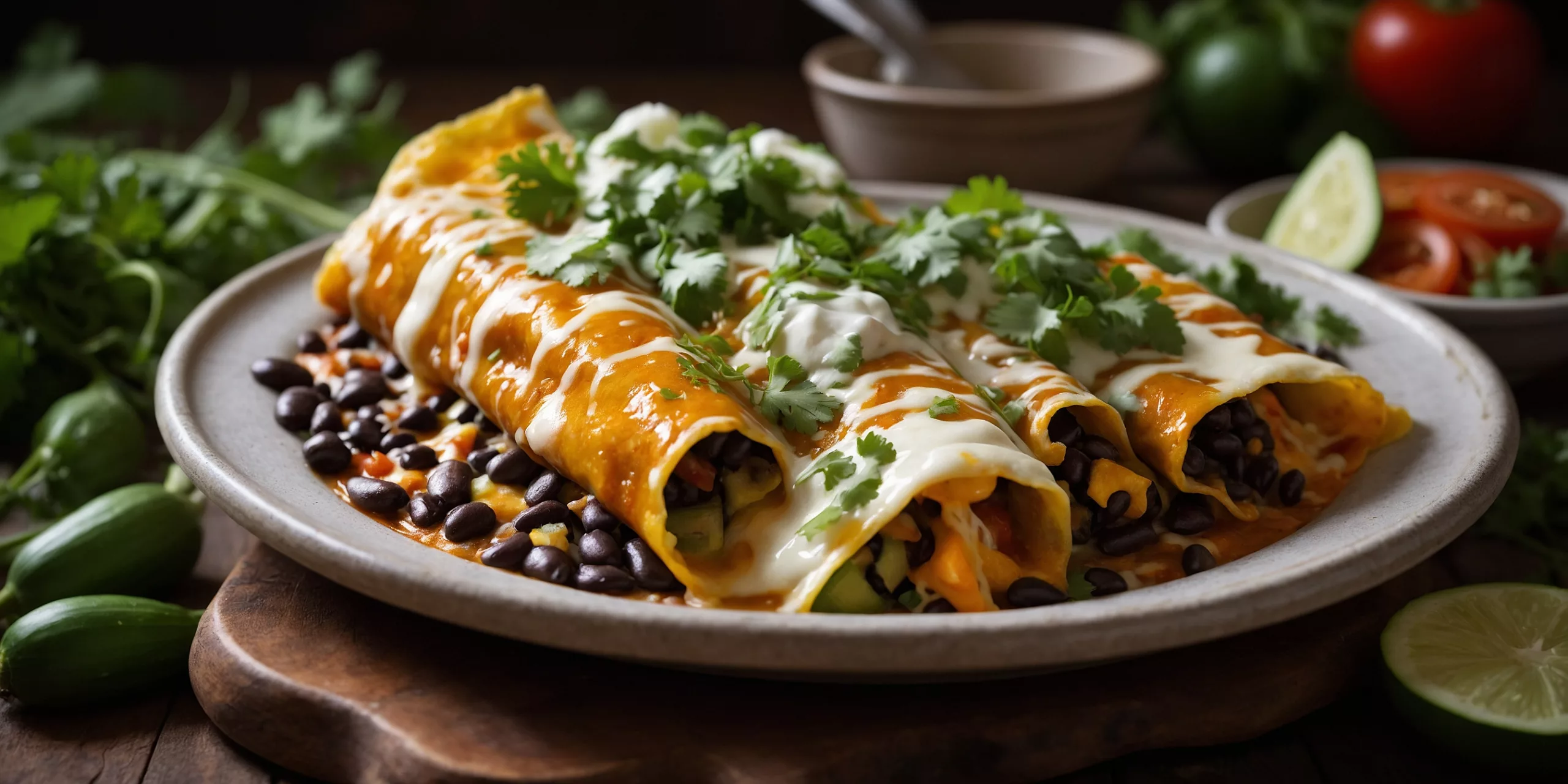 Zucchini und Schwarze Bohnen Enchiladas